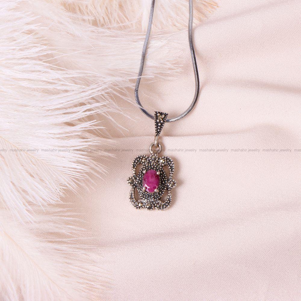 گردنبند یاقوت سرخ زنانه کد 8191