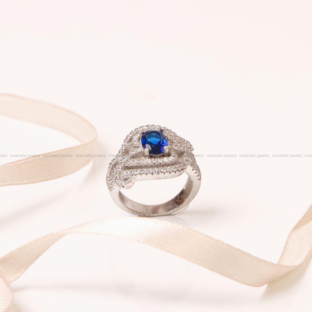 انگشتر یاقوت کبود سنتاتیک زنانه کد 8818