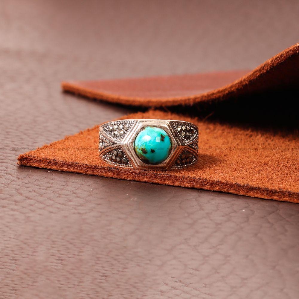انگشتر فیروزه شجری مردانه کد 8939