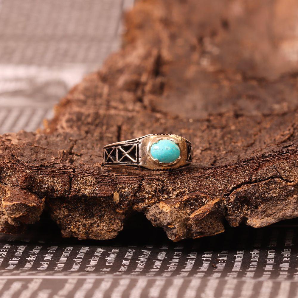 انگشتر فيروزه عجمی مردانه کد 8951