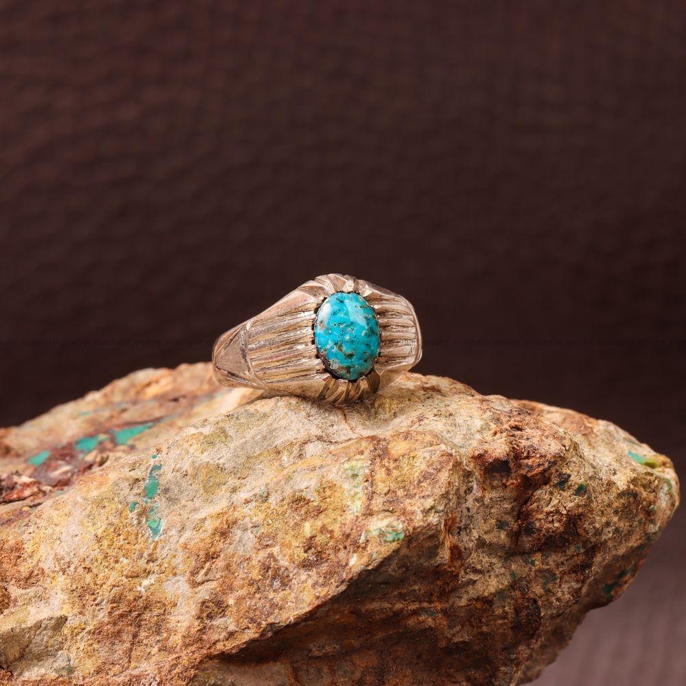 انگشتر فیروزه شجری مردانه کد 8957