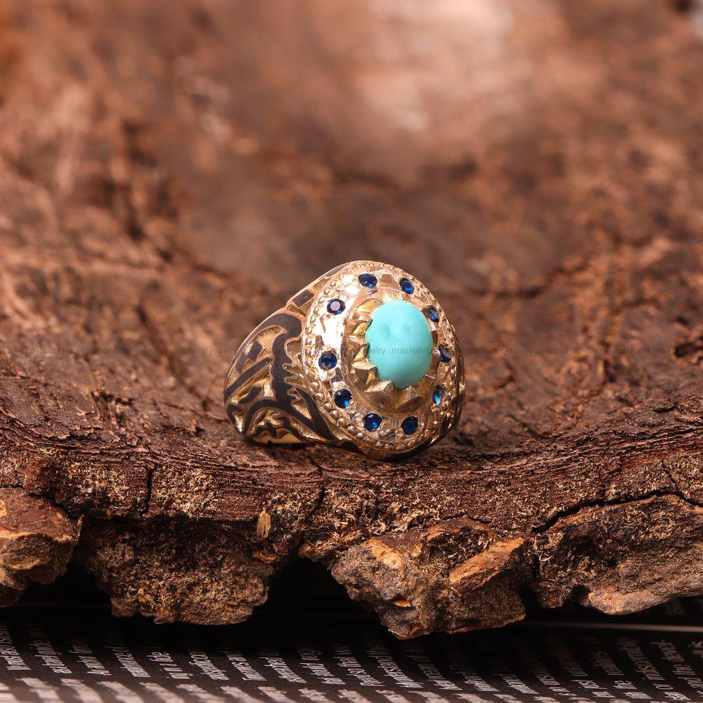 انگشتر فيروزه عجمی مردانه کد 8960