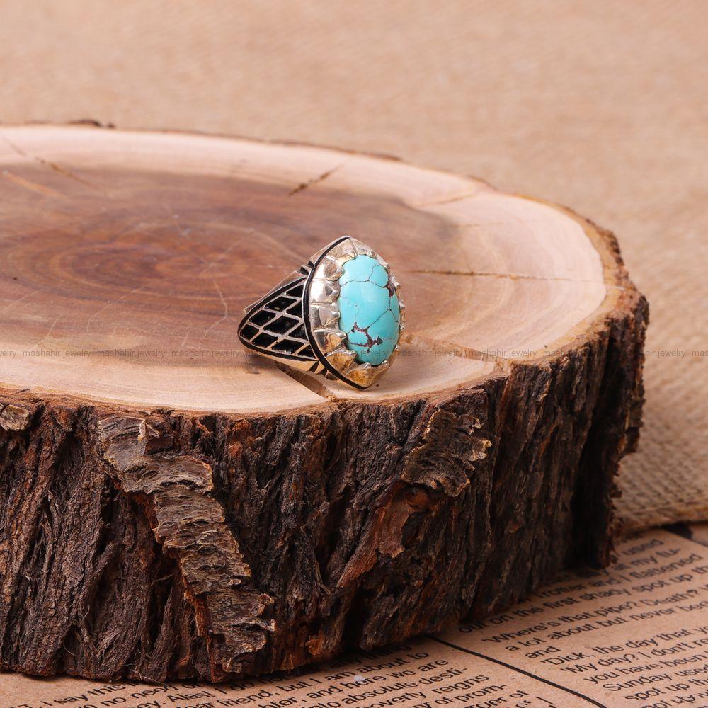 انگشتر فیروزه شجری مردانه کد 8980