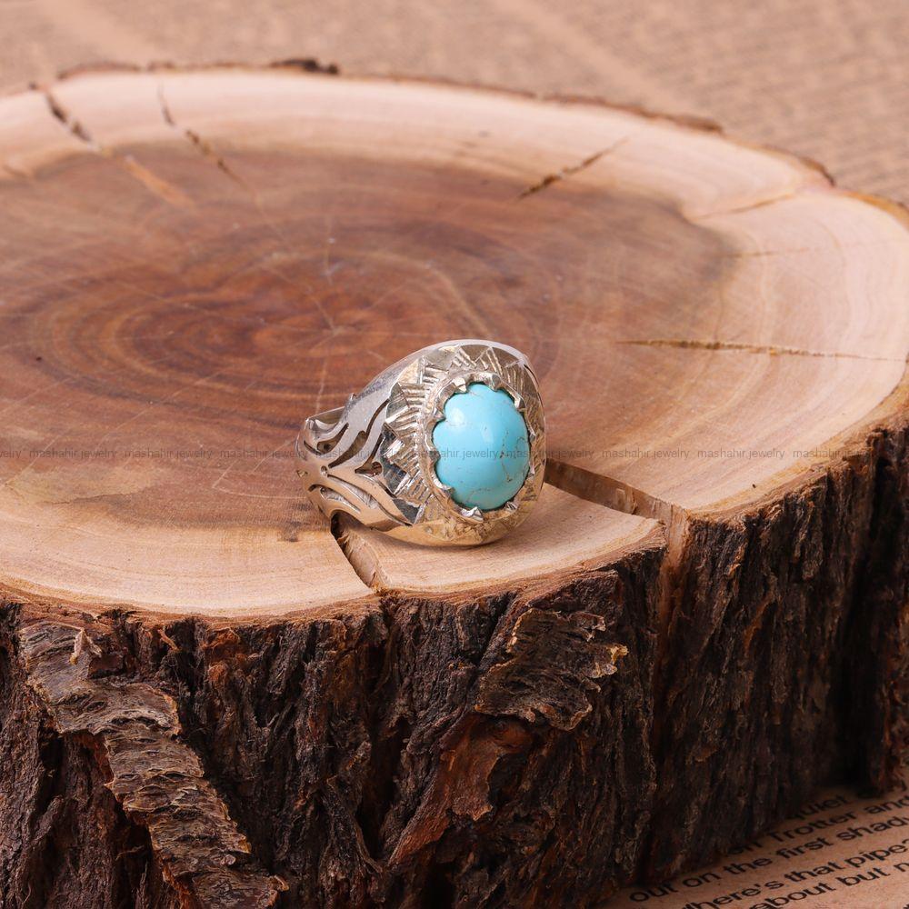 انگشتر فیروزه شجری مردانه کد 8985