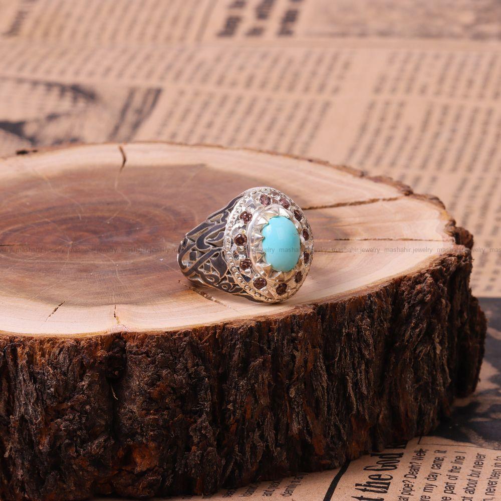 انگشتر فيروزه عجمی مردانه کد 9003