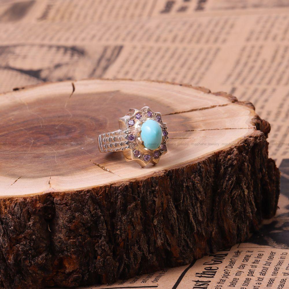 انگشتر فيروزه عجمی مردانه کد 9004