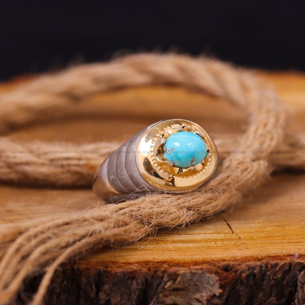 انگشتر فیروزه شجری مردانه کد 9024