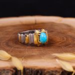 انگشتر فیروزه عجمی مردانه کد 9030