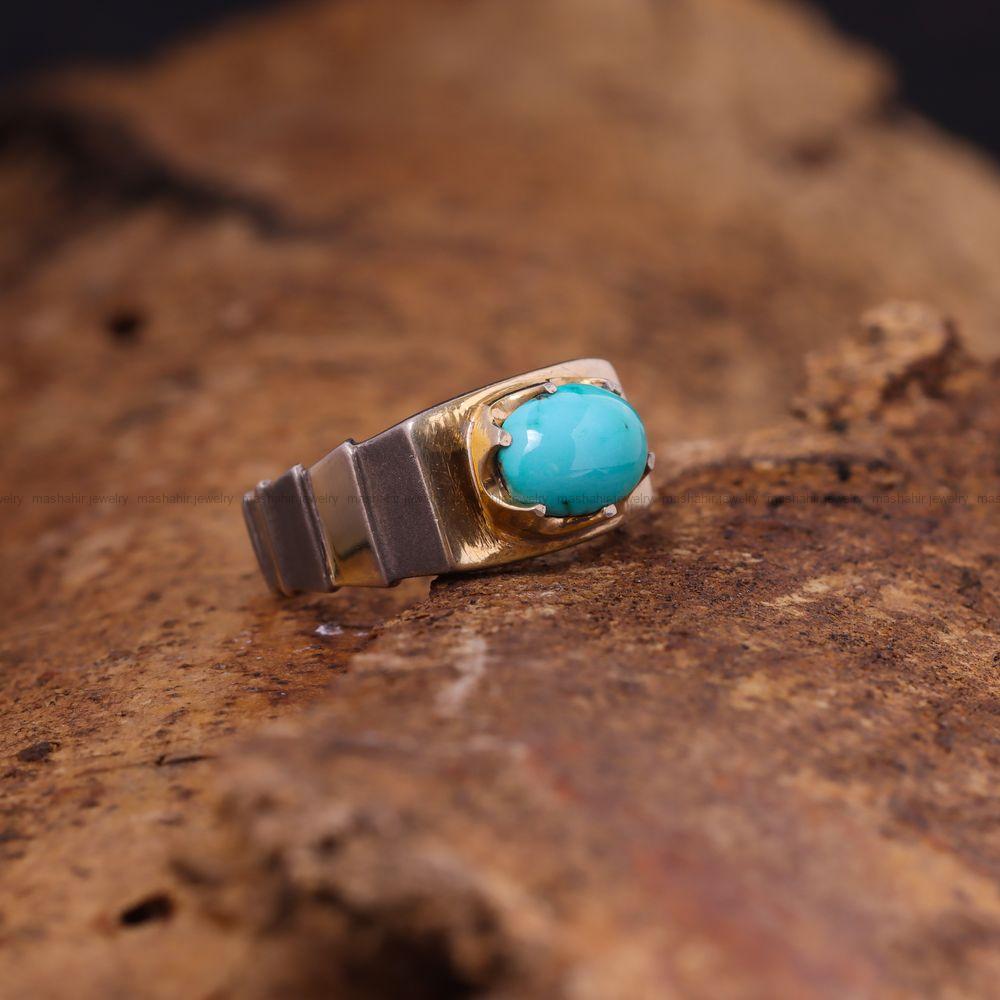 انگشتر فیروزه شجری مردانه کد 9051