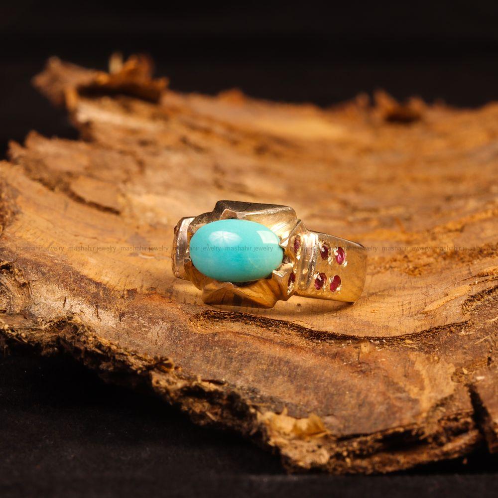 انگشتر فيروزه عجمی مردانه کد 9137