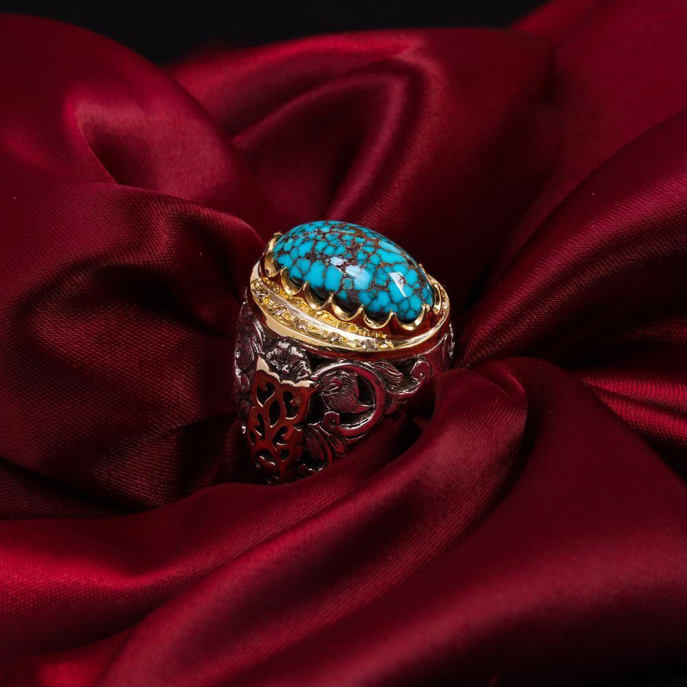 انگشتر فیروزه شجری مردانه کد 6848
