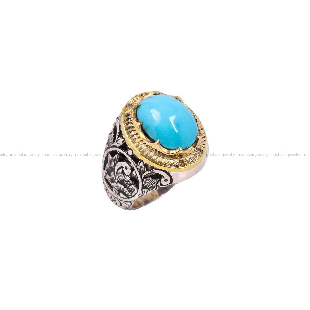 انگشتر فیروزه شجری مردانه کد 6838