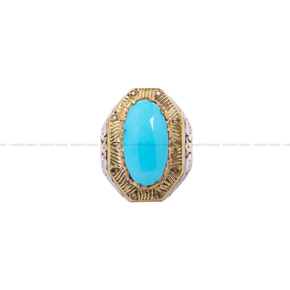 انگشتر فيروزه عجمی مردانه کد 6857