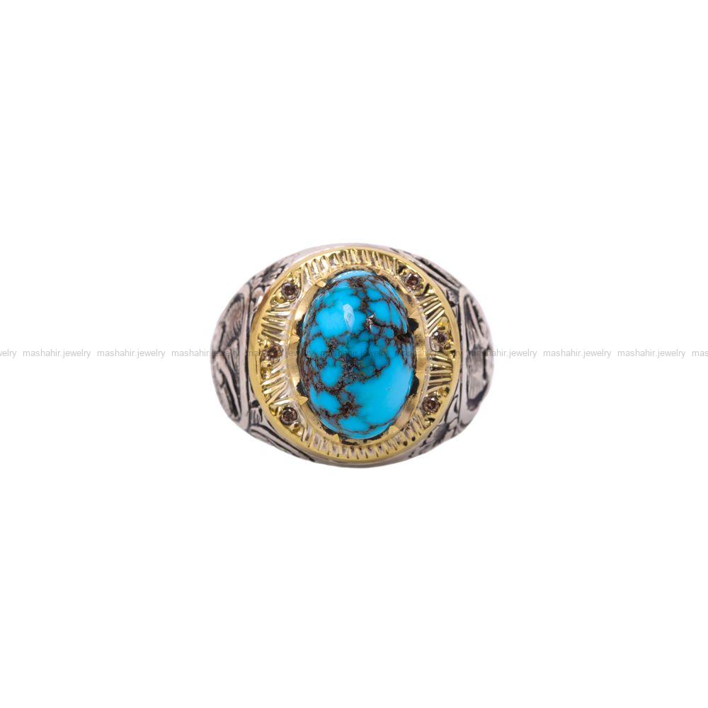 انگشتر فیروزه شجری مردانه کد 6860