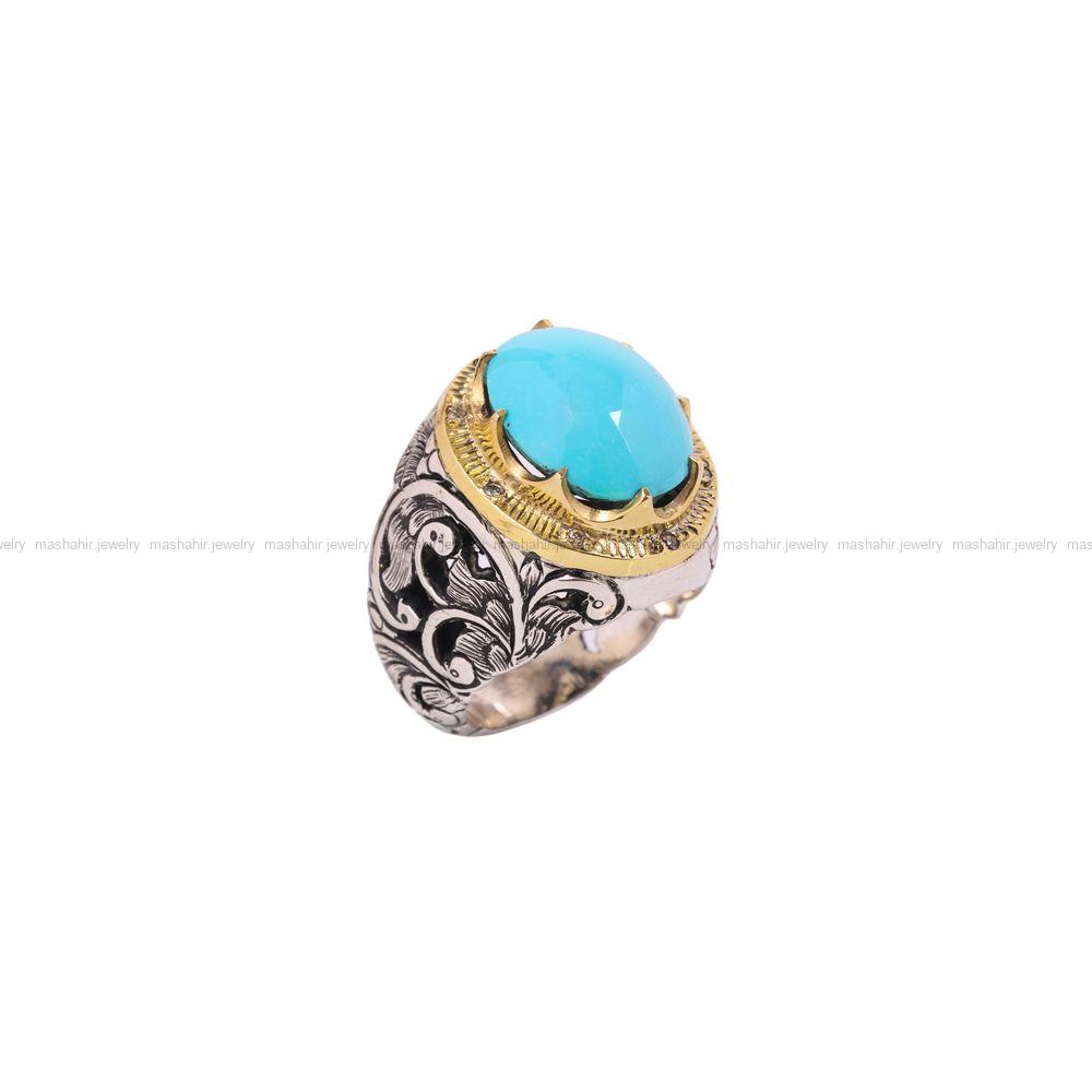 انگشتر فيروزه عجمی مردانه کد 6865