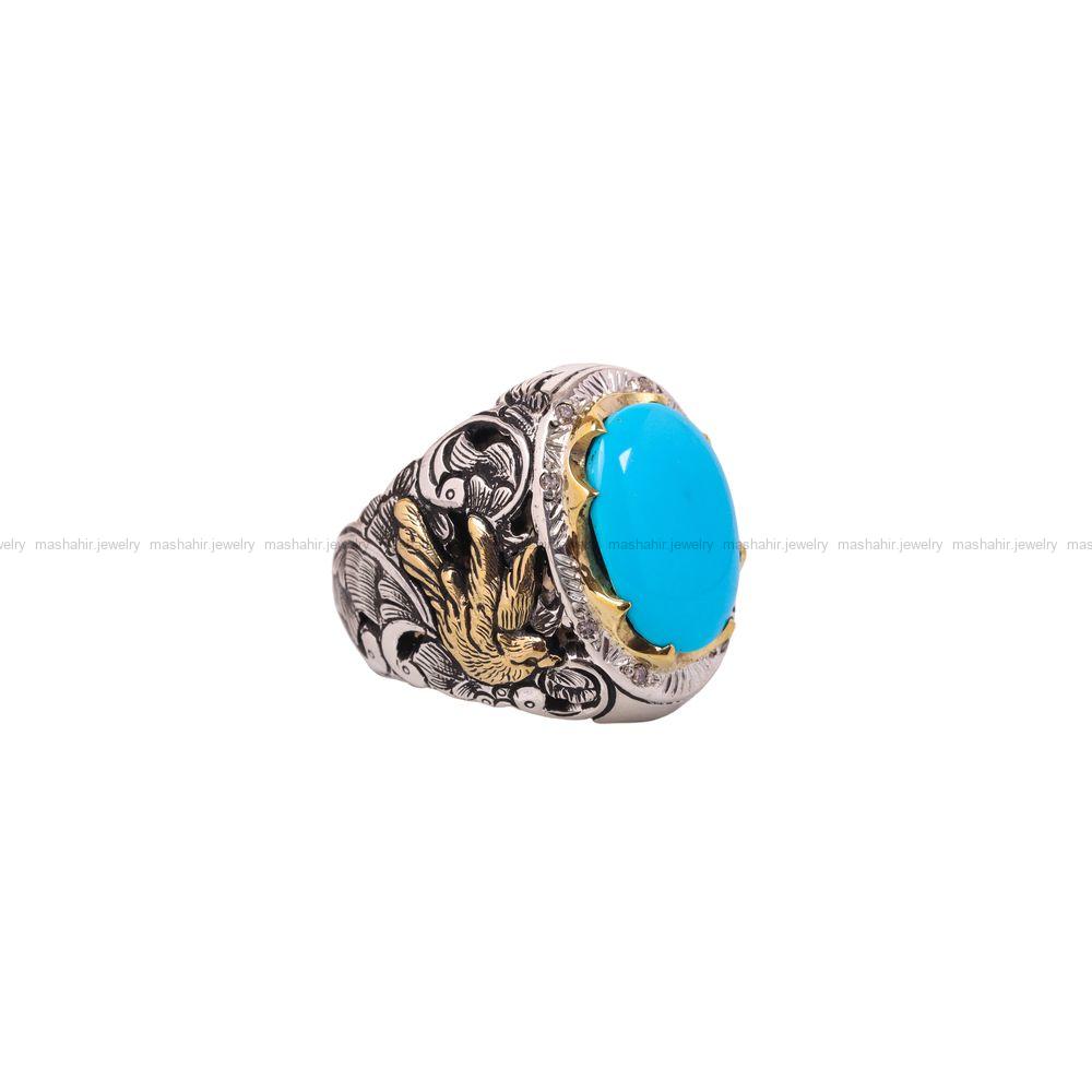 انگشتر فيروزه عجمی مردانه کد 6881