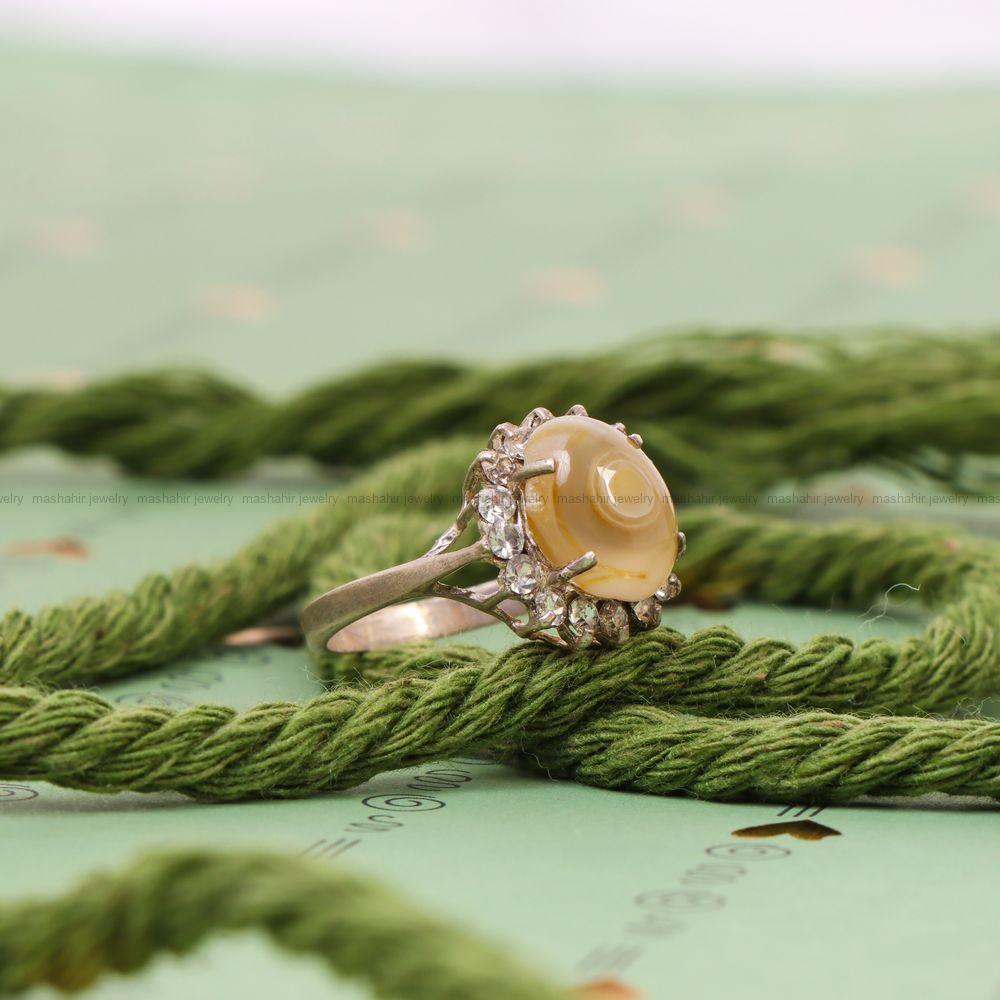 انگشتر عقیق سلیمانی زنانه کد 6978