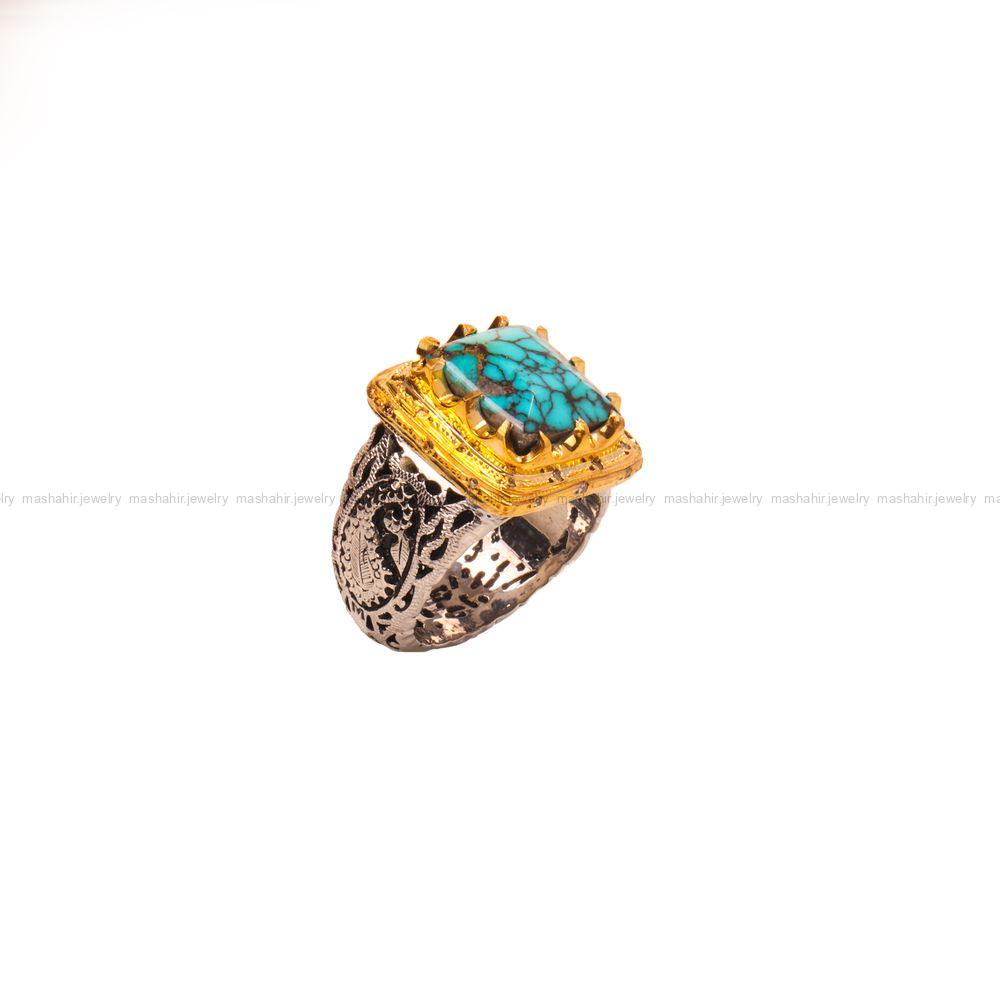 انگشتر فیروزه شجری مردانه کد 9329