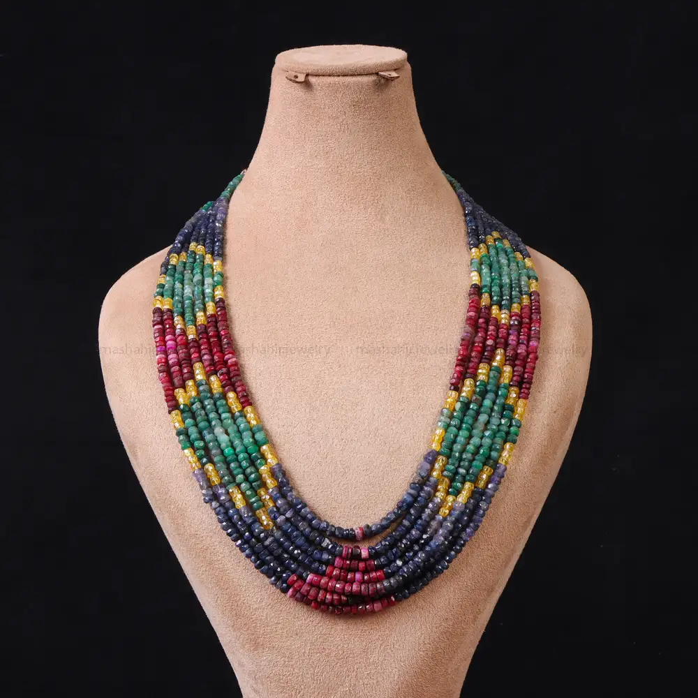 گردنبند چند رج زمرد و یاقوت کد 9590