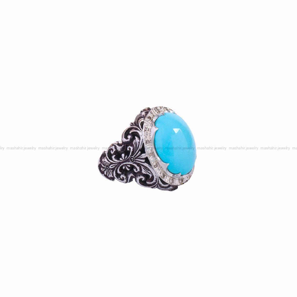 انگشتر فیروزه عجمی مردانه کد 10478