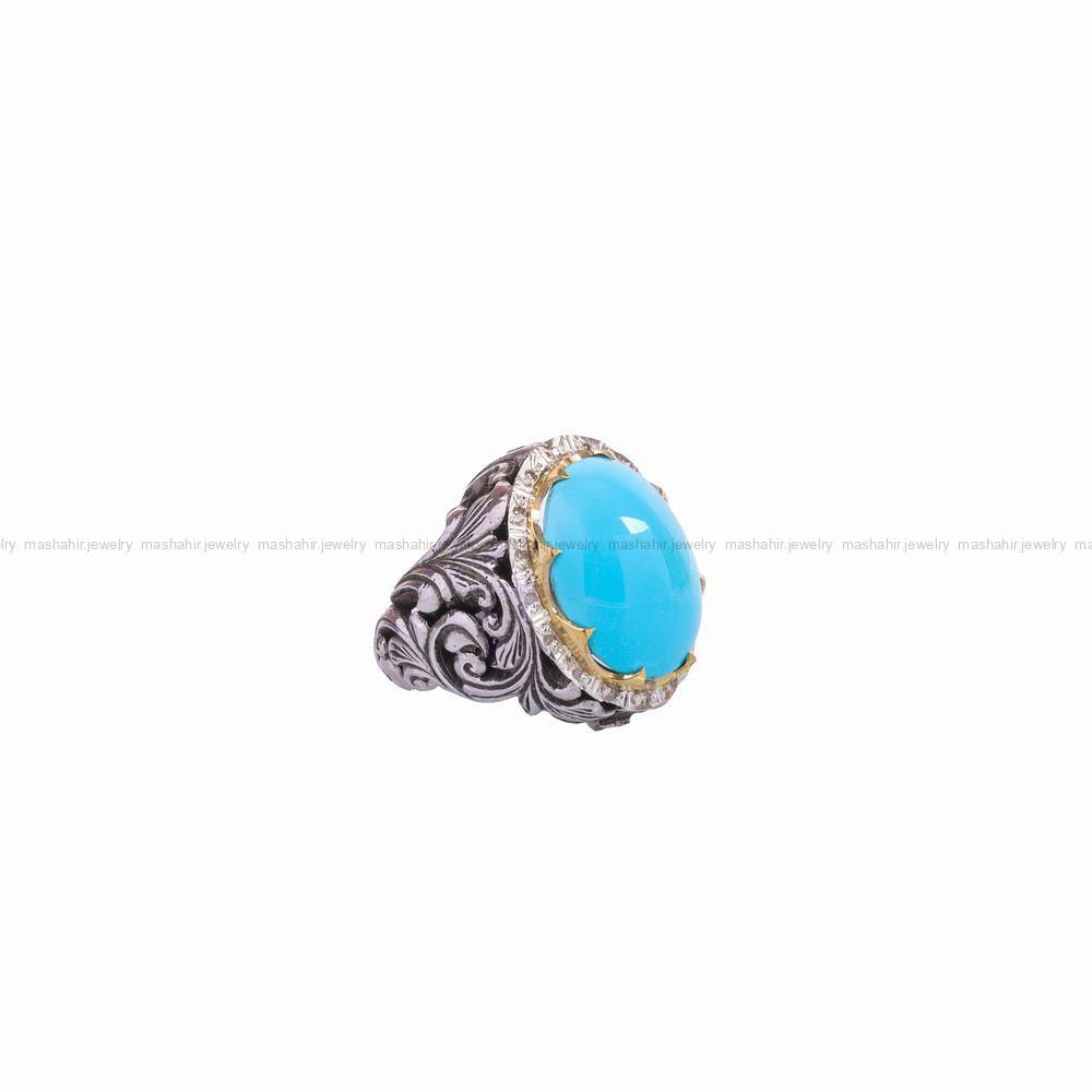 انگشتر فیروزه عجمی مردانه کد 10479