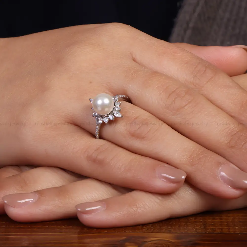 انگشتر طرح مروارید زنانه کد 24539