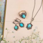 نیم ست فیروزه زنانه کد 10375