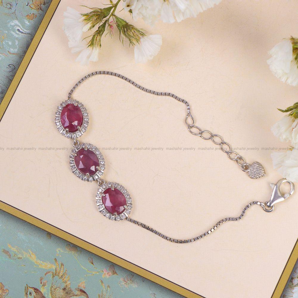 دستبند یاقوت سرخ زنانه کد 10390