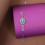 دستبند فیروزه زنانه کد 10428