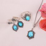 نیم ست فیروزه زنانه کد 10451