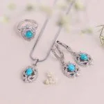 نیم ست فیروزه زنانه کد 10570