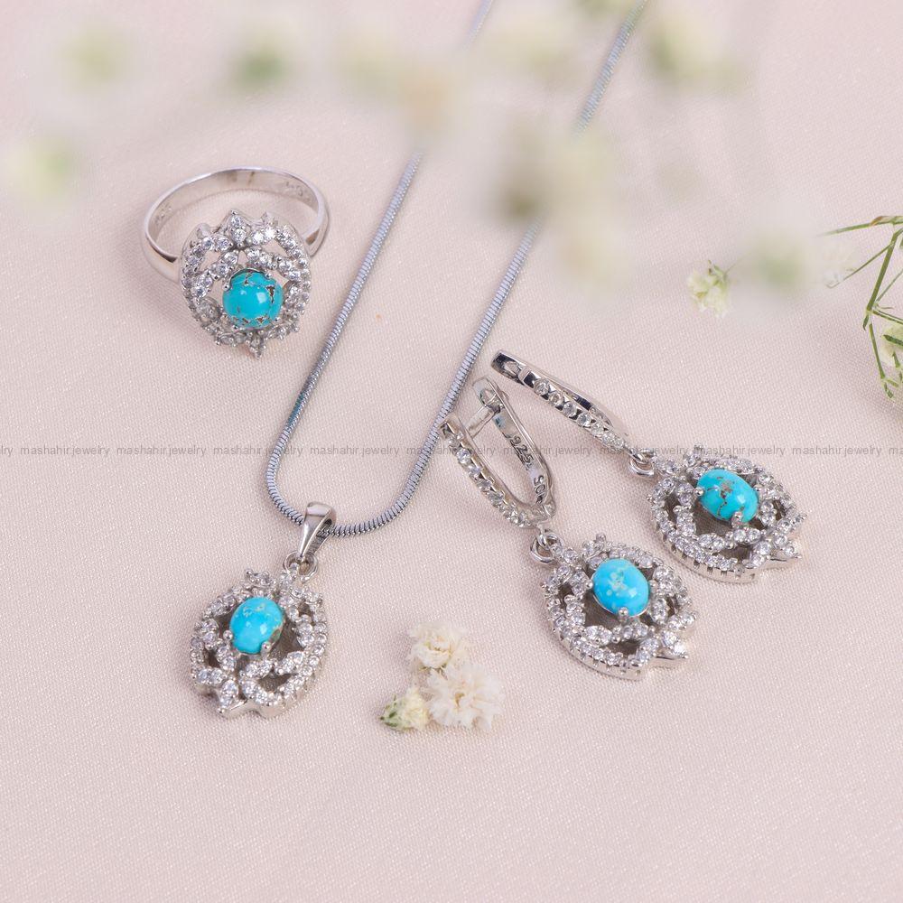 نیم ست فیروزه زنانه کد 10570