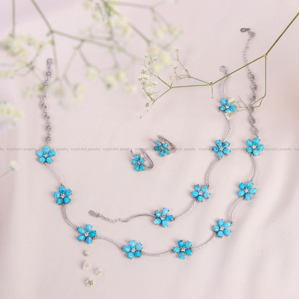 نیم ست فیروزه زنانه کد 10572