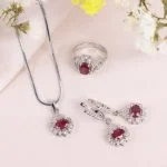 نیم ست یاقوت سرخ زنانه کد 10580
