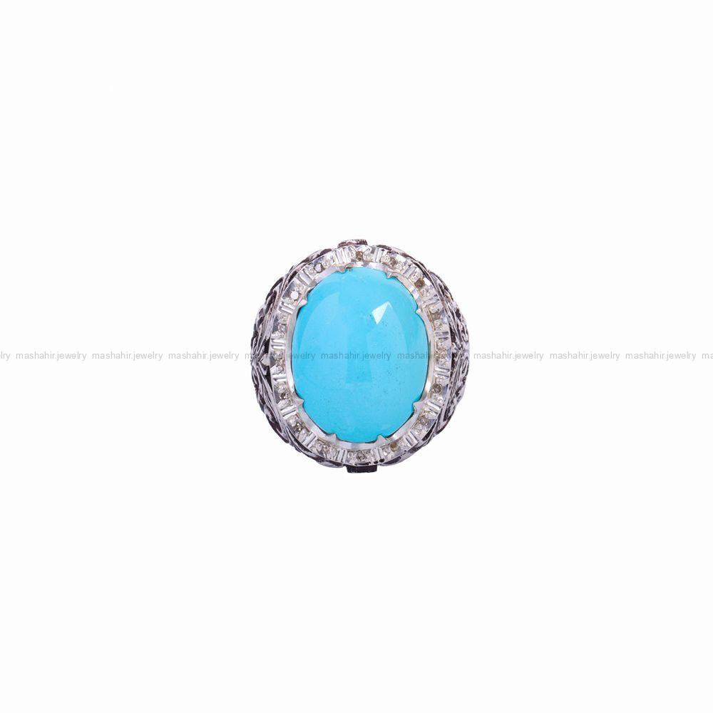 انگشتر فیروزه عجمی مردانه کد 10478