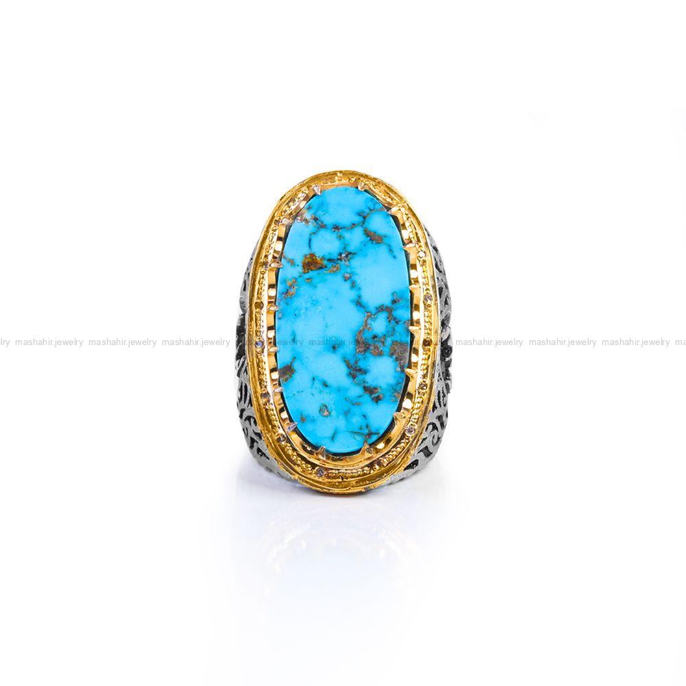 انگشتر فیروزه شجری مردانه کد 9365