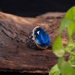 انگشتر توپاز آبی مردانه کد 10474