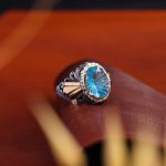 انگشتر توپاز آبی مردانه کد 10497