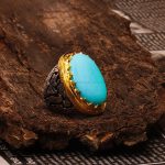 انگشتر فیروزه عجمی مردانه کد 9327