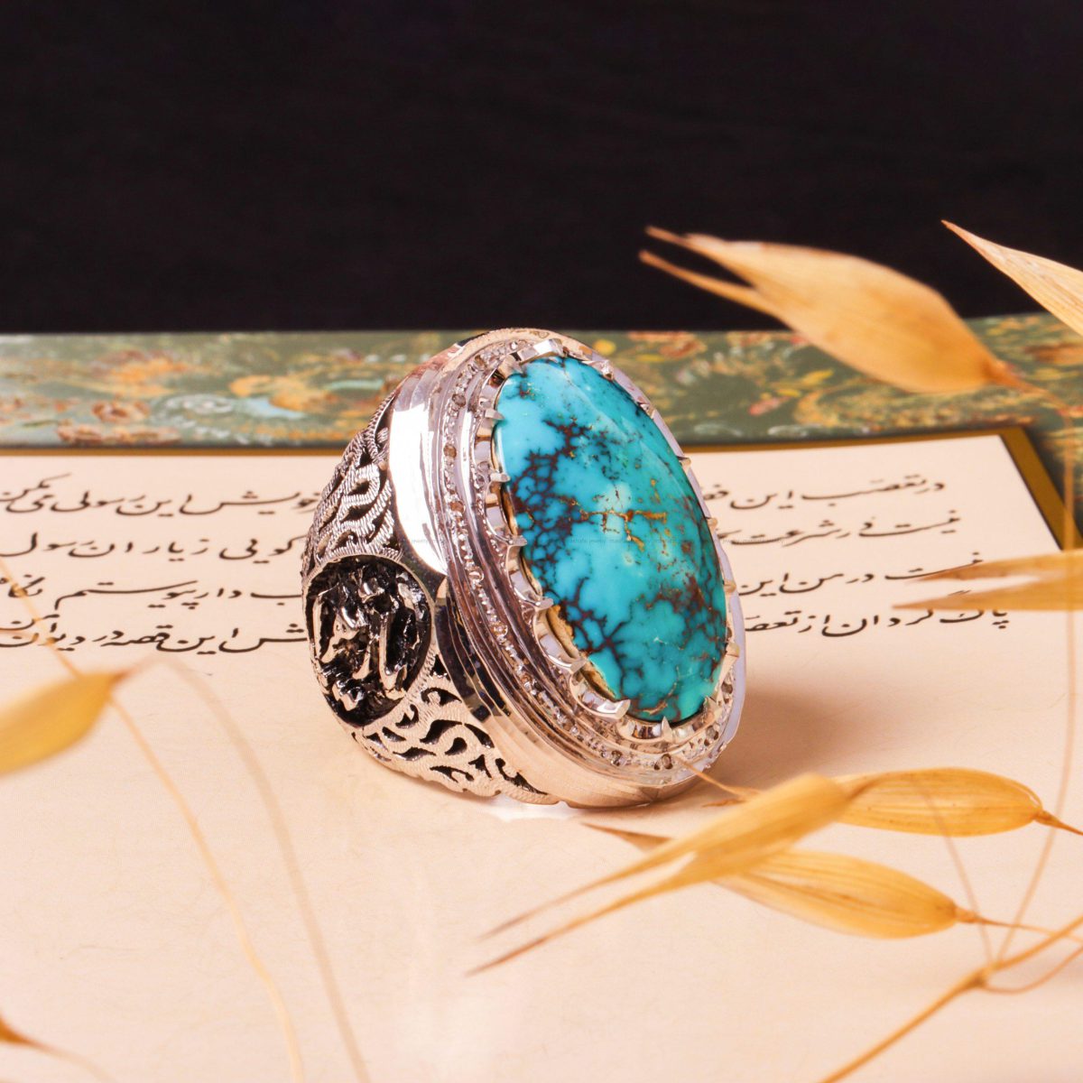انگشتر فیروزه شجری مردانه کد 9328