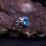 انگشتر توپاز آبی مردانه کد 9339