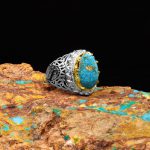 انگشتر فیروزه شجری مردانه کد 9344