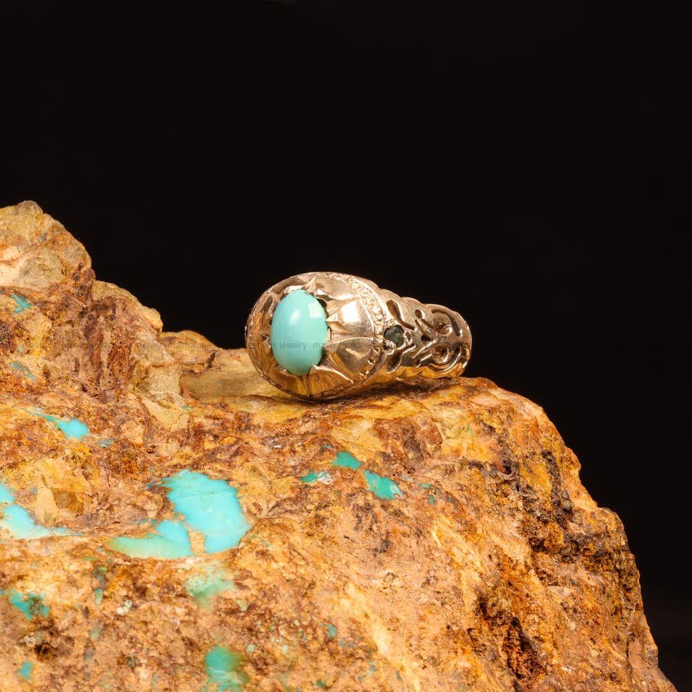 انگشتر فیروزه عجمی مردانه کد 9187