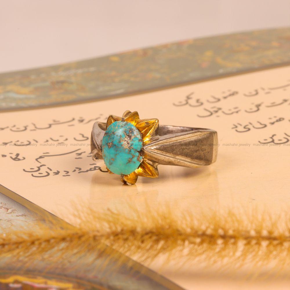 انگشتر فیروزه شجری مردانه کد 9228