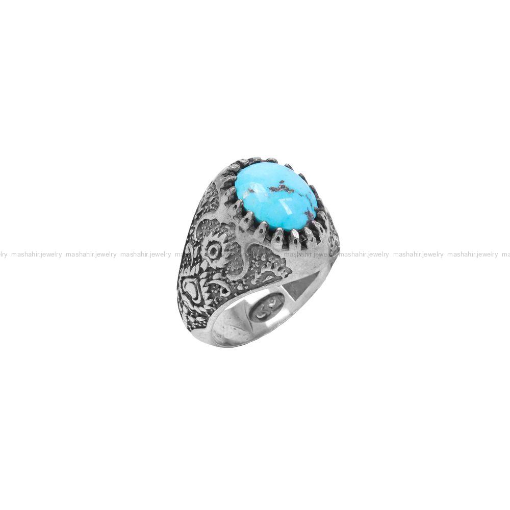 انگشتر فیروزه شجری مردانه کد 9229