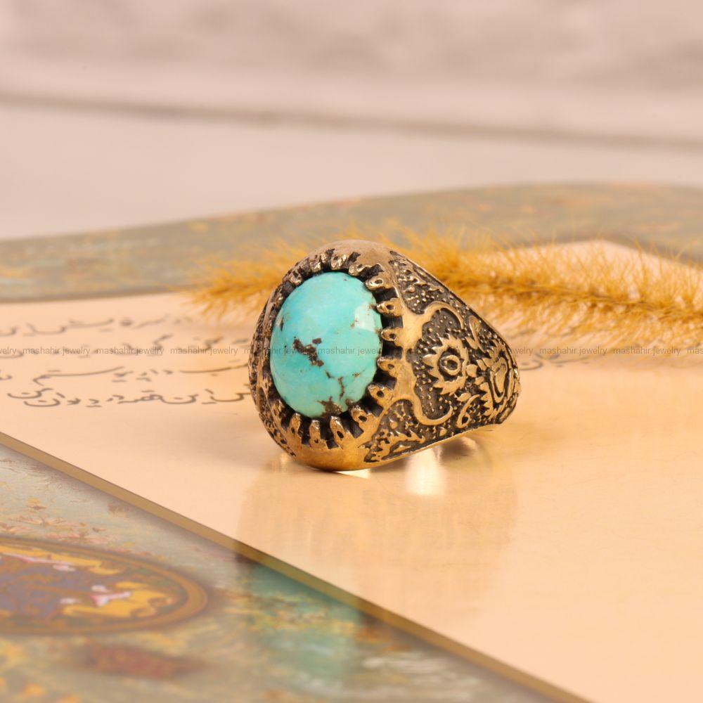 انگشتر فیروزه شجری مردانه کد 9229