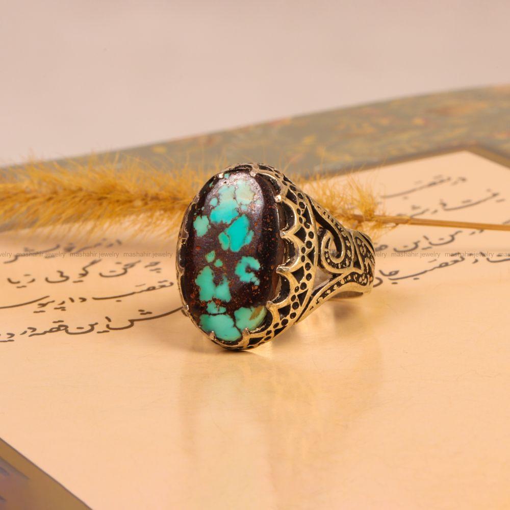 انگشتر فیروزه شجری مردانه کد 9232