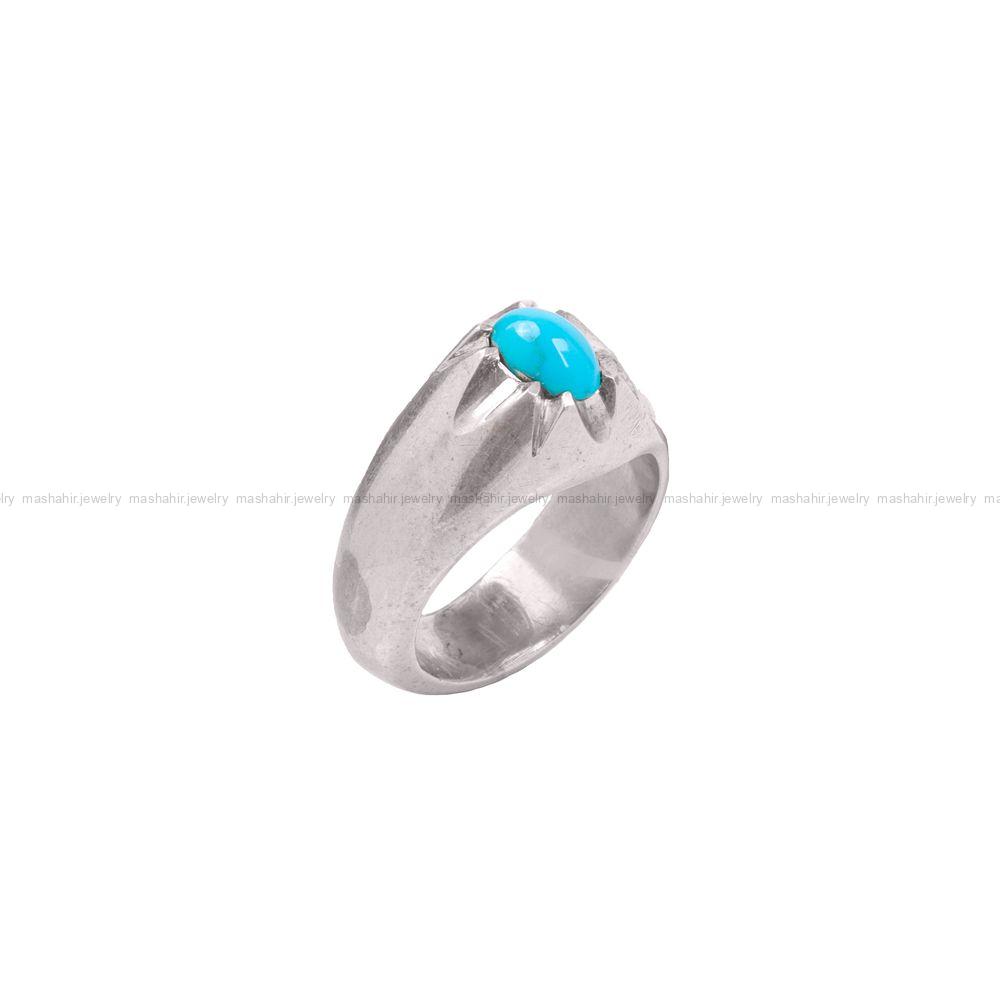 انگشتر فیروزه عجمی مردانه کد 9240