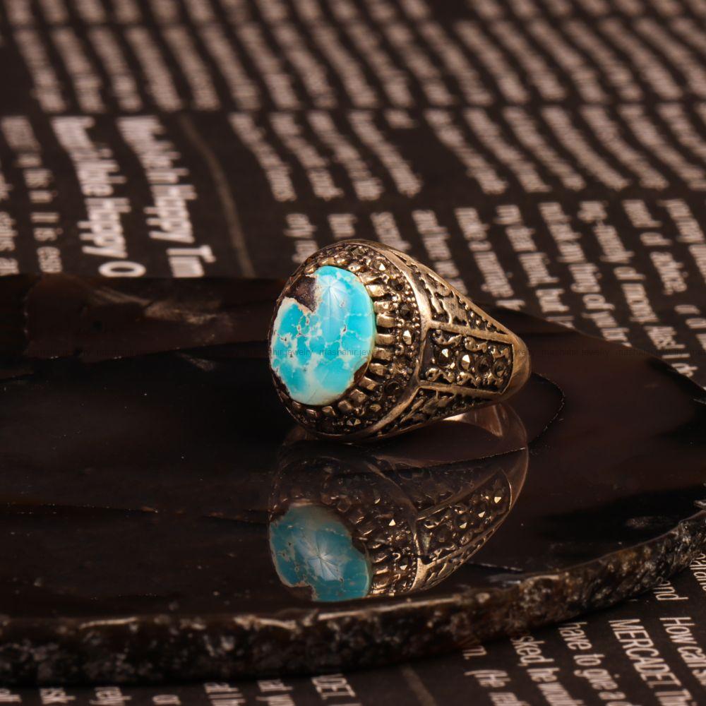 انگشتر فیروزه شجری مردانه کد 9263
