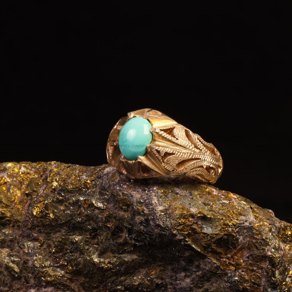 انگشتر فیروزه عجمی مردانه کد 9273